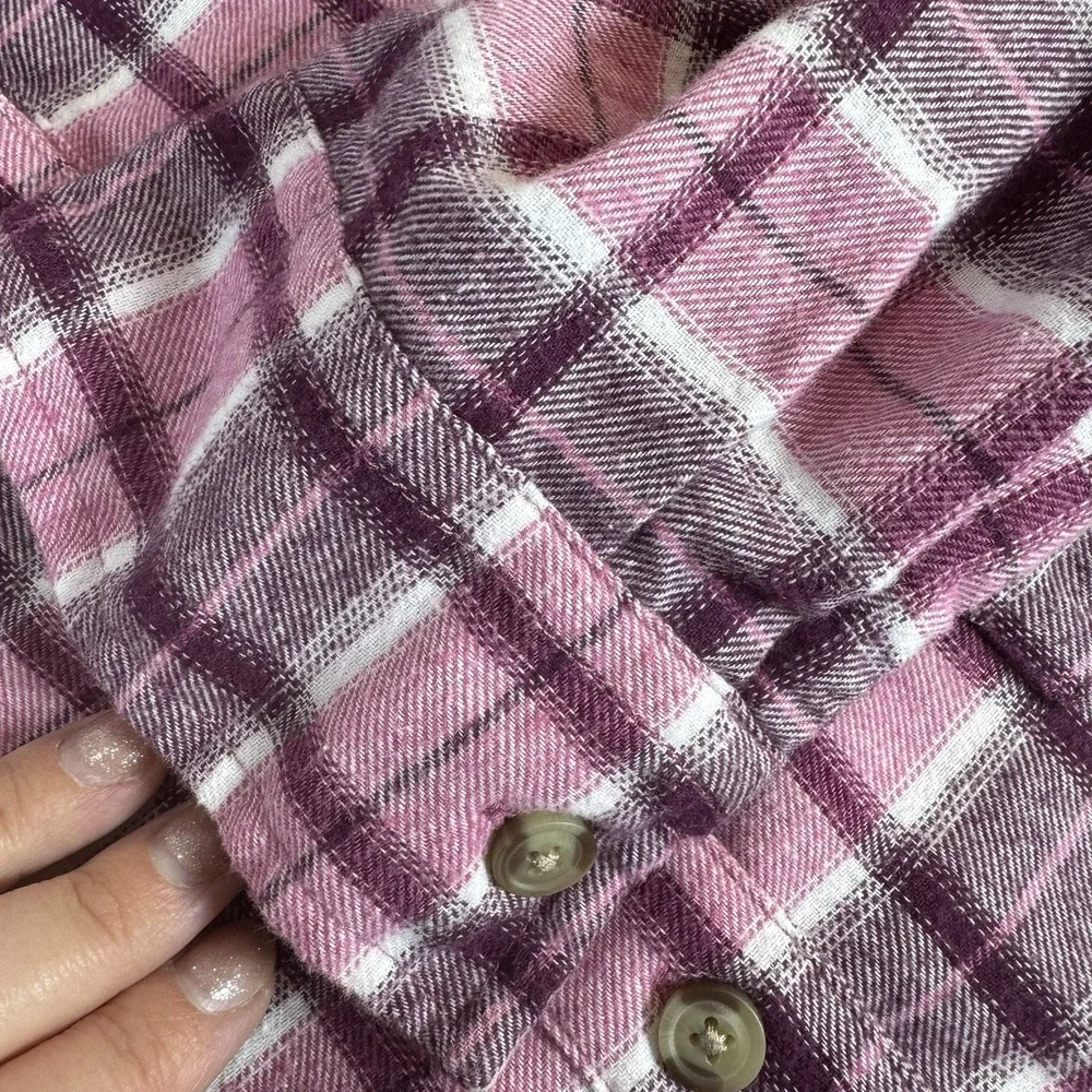 Aeropostale Men's Plaid Flannel Shirt M Pink Purple‎ Long Sleeve Button Down